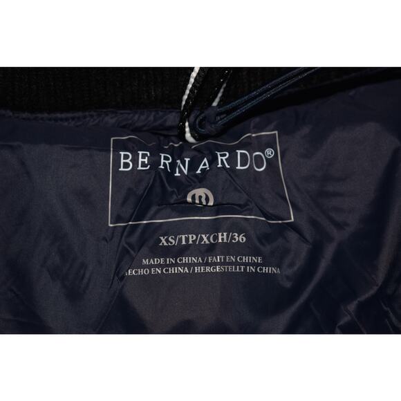 BERNARDO NEW $215 Knit Sleeve Diamond‎ Quilt Puffer Coat Navy XS - Picture 7 of 7